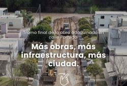 Tramo final de la obra adoquinado en calle Portugal