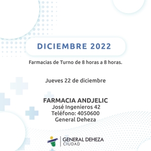 FARMACIA DE TURNO - 22 DE DICIEMBRE.