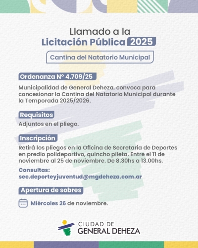 LLAMADO A LICITACIÓN CANTINA POLIDEPORTIVO MUNICIPAL