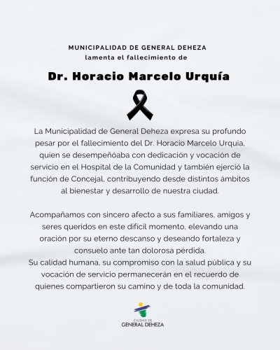 Profundo pesar por el fallecimiento del Dr. Horacio Marcelo Urquía