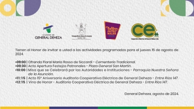 ESTE 15 DE AGOSTO INAUGURAMOS NUESTROS FESTEJOS PATRONALES 2024.