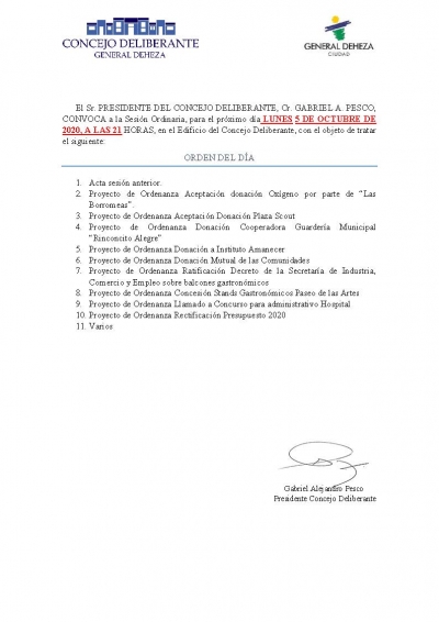 NUEVA SESIÓN DEL CONCEJO DELIBERANTE.