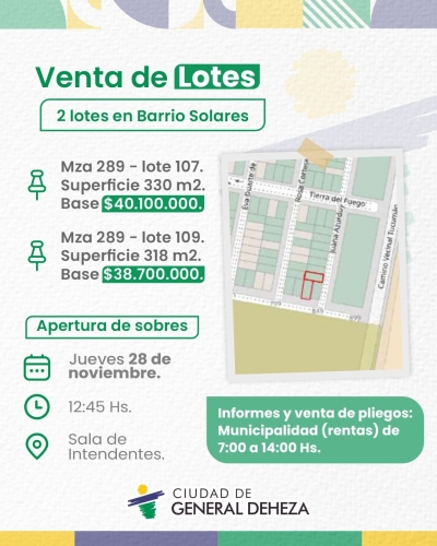 VENTA DE LOTES EN BARRIO SOLARES DEL SUR