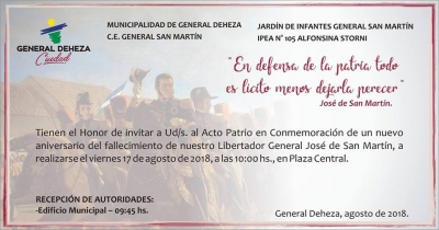 168° ANIVERSARIO DE LA MUERTE DE DON JOSÉ DE SAN MARTÍN