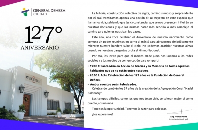 30 DE JUNIO 127° ANIVERSARIO DE GENERAL DEHEZA.