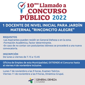 10° LLAMADO A CONCURSO PÚBLICO.
