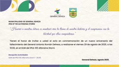 153° ANIVERSARIO DEL FALLECIMIENTO DEL GRAL. ROMÁN ANTONIO DEHEZA