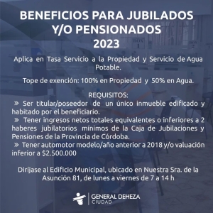 BENEFICIOS PARA JUBILADOS Y/O PENSIONADOS.