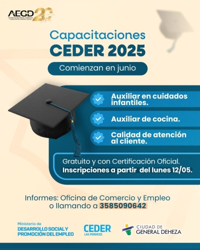 CAPACITACIONES GRATUITAS EN GENERAL DEHEZA