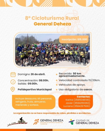 ¡Se viene el 8° Cicloturismo Rural en General Deheza!