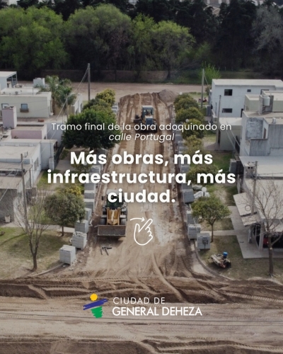 Tramo final de la obra adoquinado en calle Portugal