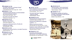 PROGRAMA FESTEJOS 130° ANIVERSARIO DE GENERAL DEHEZA.
