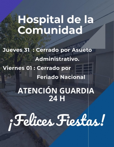 HORARIOS DE ATENCIÓN DEL HOSPITAL DE LA COMUNIDAD.