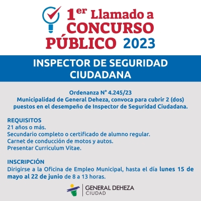 LLAMADO A CONCURSO INSPECTORES DE TRÁNSITO.