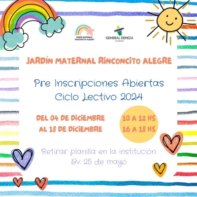 PREINSCRIPCIONES AL JARDÍN MATERNAL "RINCONCITO ALEGRE".